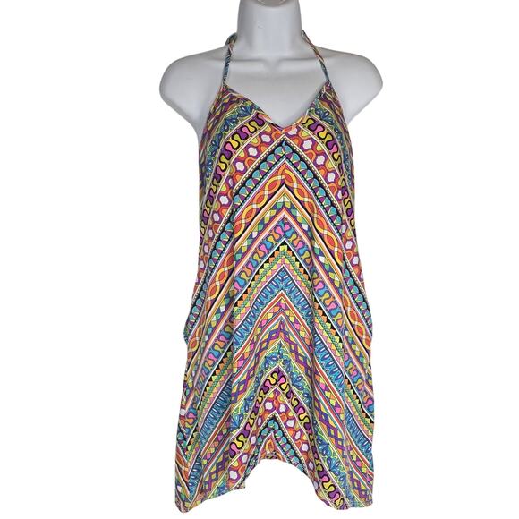 Trina Turk Peruvian Stripe Halter Swim Cover Up‎ Dress Multicolor Size S - Picture 1 of 9